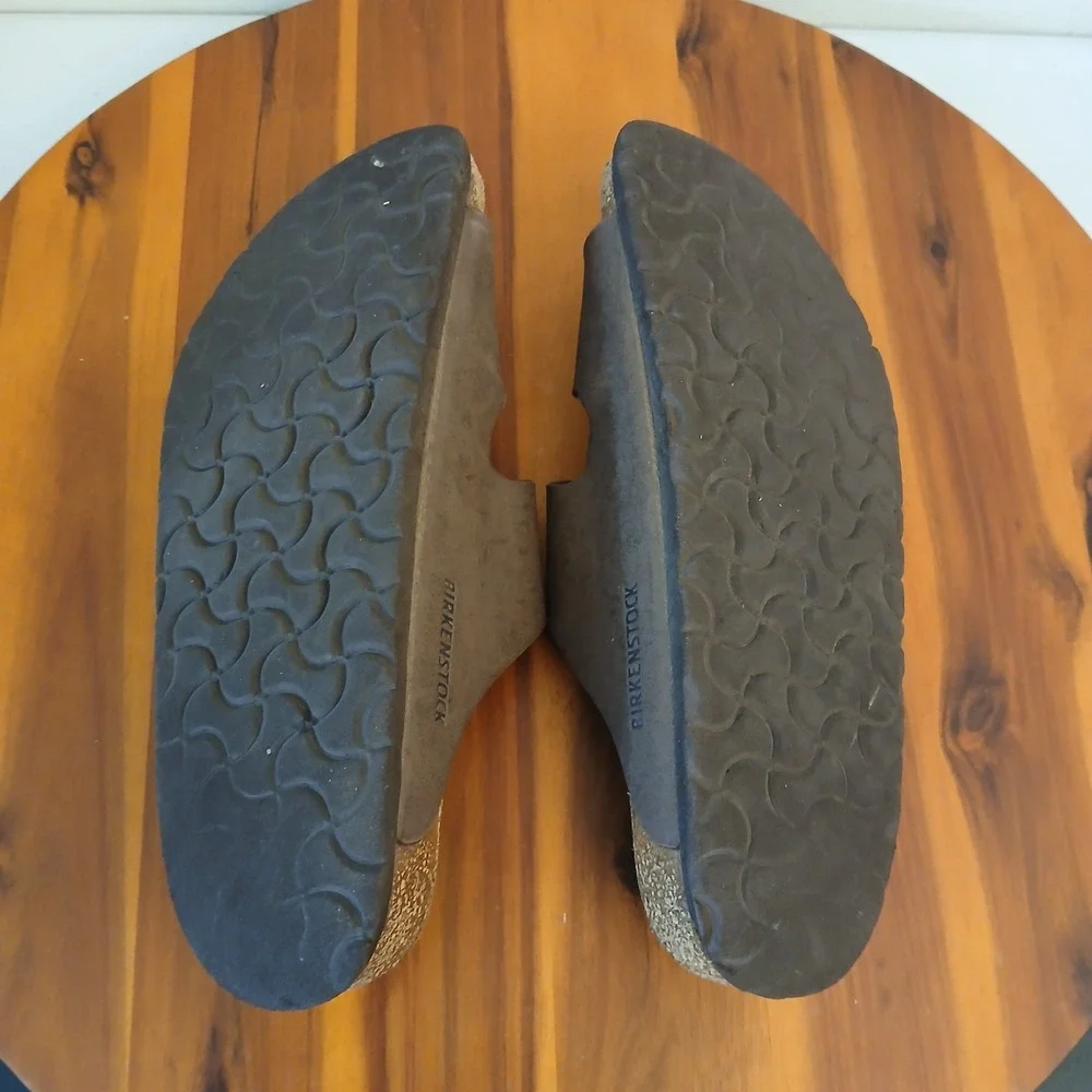 Birkenstock Arizona Sandals Mens 38 Brown Birko-Flor Two Strap Cork Footbed
